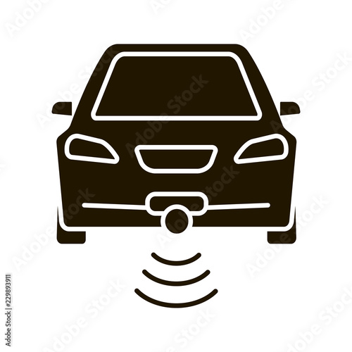 Smart car in front view glyph icon