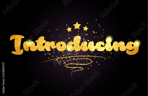 introducing star golden color word text logo icon