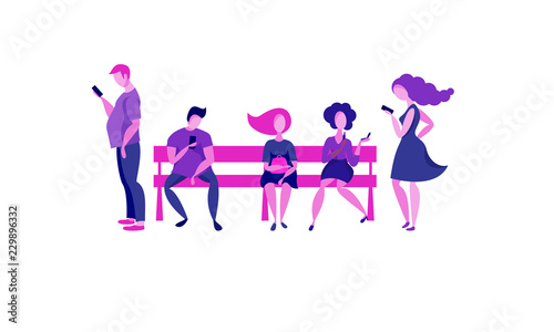 People are sitting on a bench