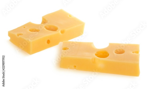 Pieces of Cheese Isolated on White
