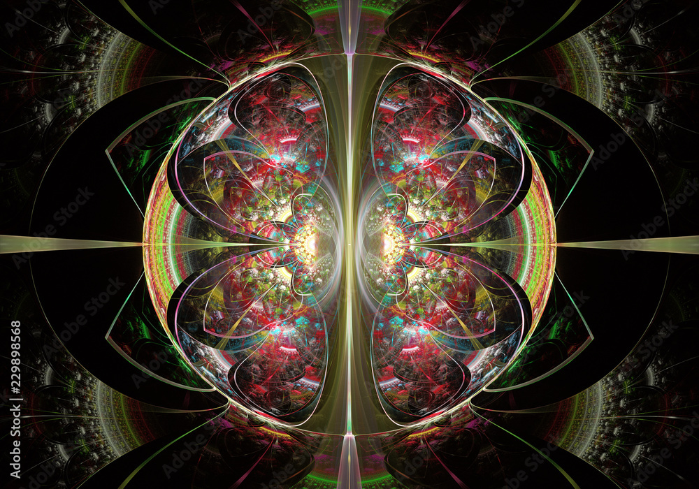 Multicolored symmetrical fractal pattern as flower