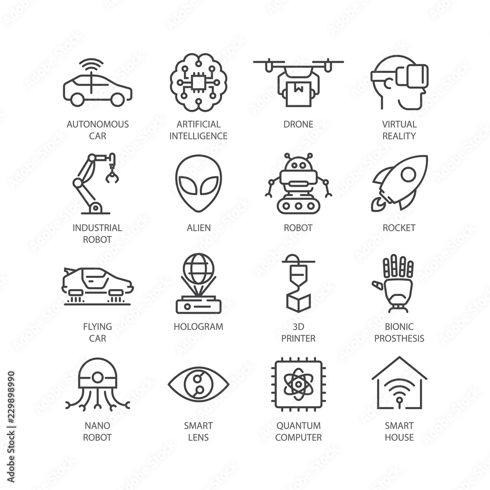 Set of future icons. Stock Vector