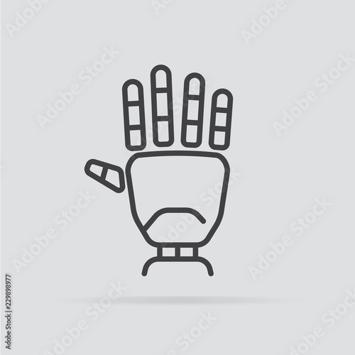 Bionic prosthesis icon in flat style isolated on grey background.