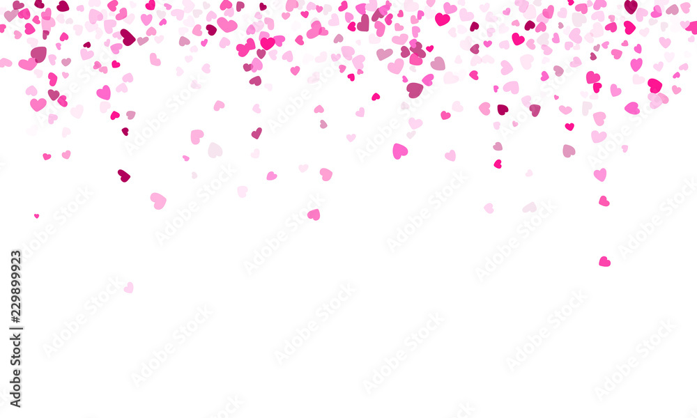 Hearts confetti flying vector background graphic design.