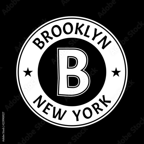 Brooklyn and New York city badge or typography print design. NYC fashion graphic for t-shirt and apparels, banner, poster or placard. Vector illustration.
