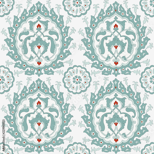 Traditional Arabic  ornament seamless. Floral Ornamental pattern. Iznik .Vector.  Background