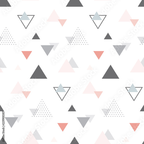 Abstract geometric scandinavian seamless pattern. Multicolor triangles. Vector illustration.