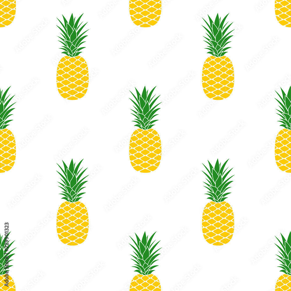 Pineapple seamless pattern. Tropical fruit background. Summer print. Vector illustration. Pineapple seamless pattern. Tropical fruit background. Summer print. Vector illustration.