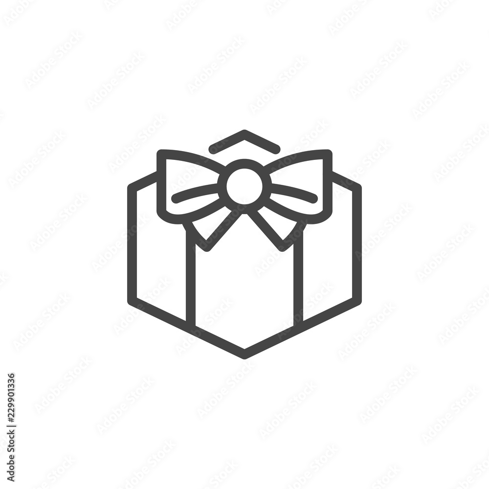 Gift box with ribbon icon. Present, surprise, sale label. Pictograph for holidays, contests, giveaway and other events Gift box with ribbon icon. Present, surprise, sale label. Pictograph for holidays, contests, giveaway and other events