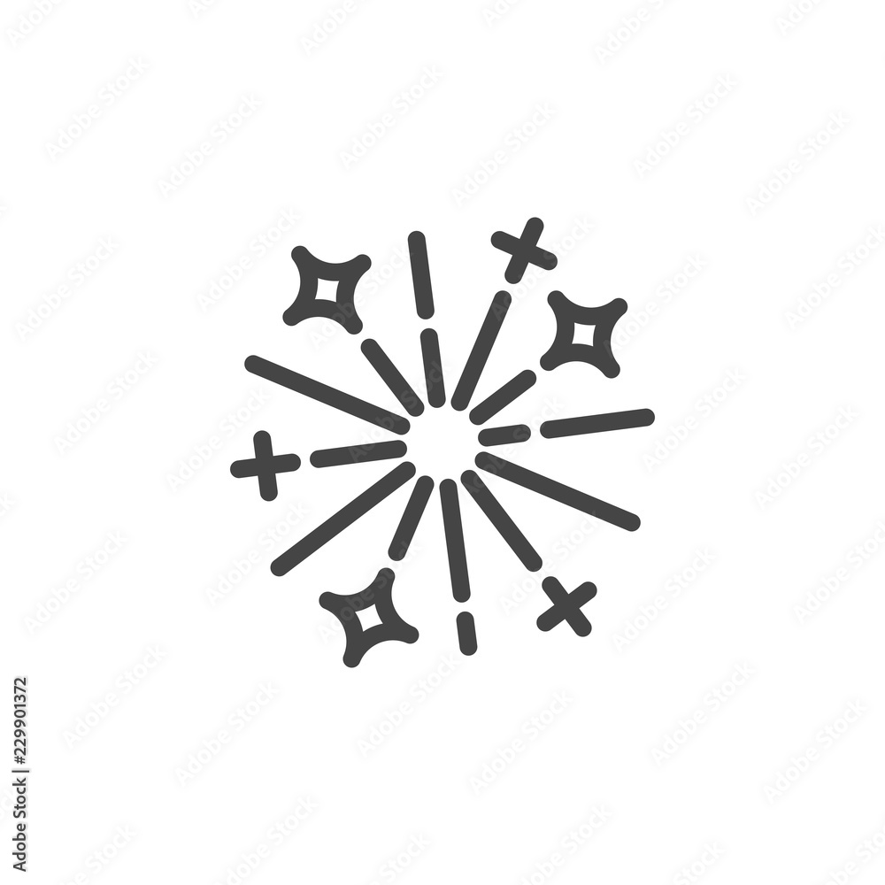 Festive firework line icon. Symbol of celebration of New Year, Christmas and other events. Flake pattern for decoration Festive firework line icon. Symbol of celebration of New Year, Christmas and other events. Flake pattern for decoration