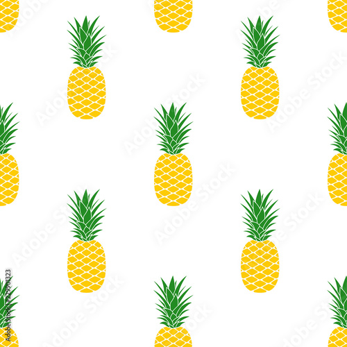 Pineapple seamless pattern. Tropical fruit background. Summer print. Vector illustration.