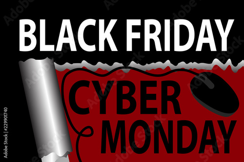 Black friday and cyber monday banner, poster layout design template vector illustration