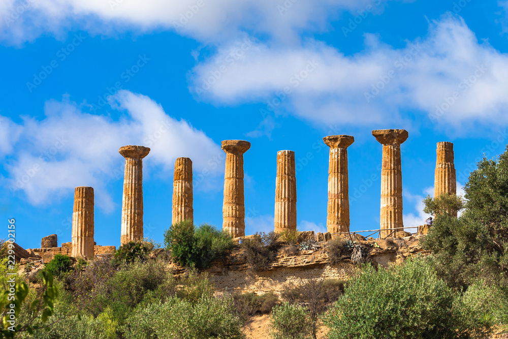 Valley of the Temples (Valle dei Templi) - valley of an ancient Greek Temple ruins built in the 5th century BC, Agrigento, Sicily, Italy.