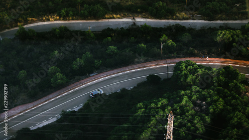 Vista aérea de una carretera