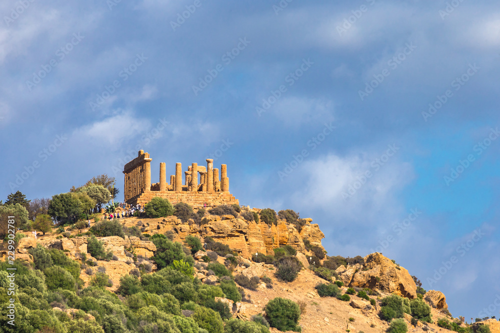 Valley of the Temples (Valle dei Templi) - valley of an ancient Greek Temple ruins built in the 5th century BC, Agrigento, Sicily, Italy.