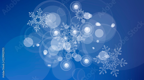 Snowflakes and festive lights - vector background with beautiful snowflakes that merrily shine and shimmer in color space