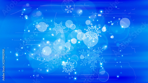 Snowflakes and festive lights - vector background with beautiful snowflakes that merrily shine and shimmer in color space