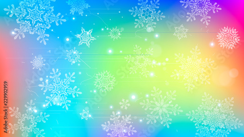 Snowflakes and festive lights - vector background with beautiful snowflakes that merrily shine and shimmer in color space