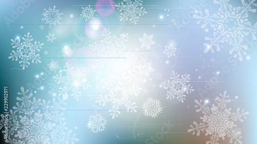 Snowflakes and festive lights - vector background with beautiful snowflakes that merrily shine and shimmer in color space