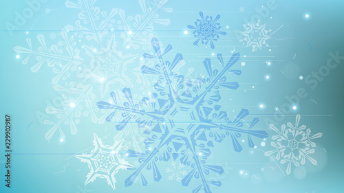 Snowflakes and festive lights - vector background with beautiful snowflakes that merrily shine and shimmer in color space