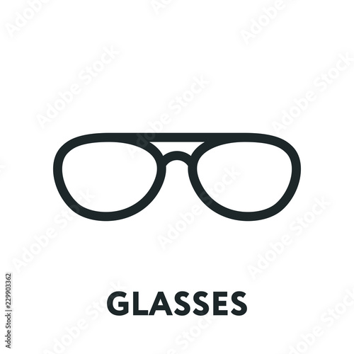 Glasses and Sunglasses Model. Optical Spectacles Fashion Lens. Vector Flat Line Icon.