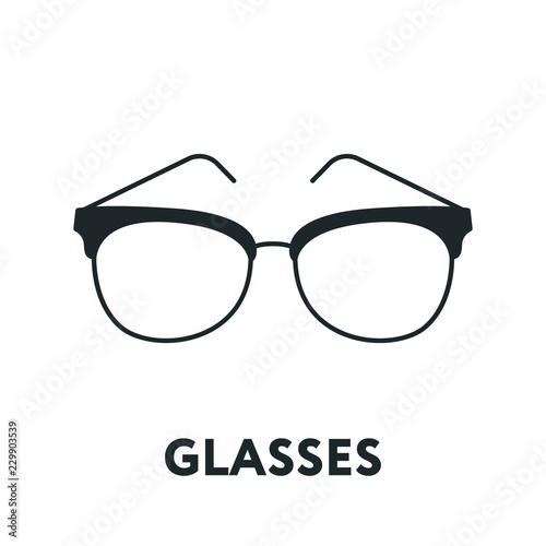 Glasses and Sunglasses Model. Optical Spectacles Fashion Lens. Vector Flat Line Icon.