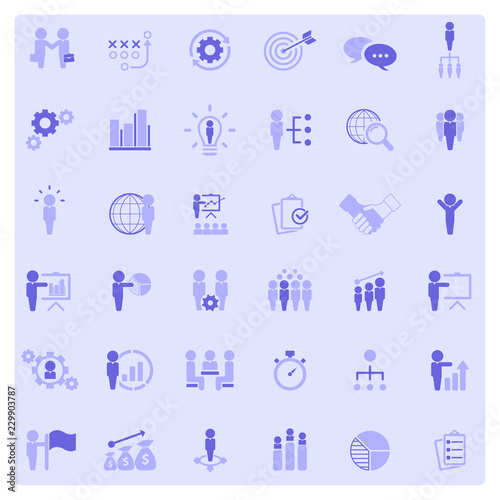 Universal business strategy icons set. Vector.