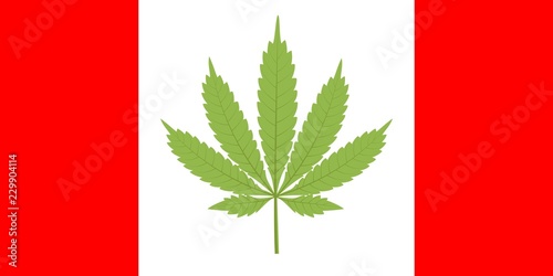 Canada flag with marijuana leaf