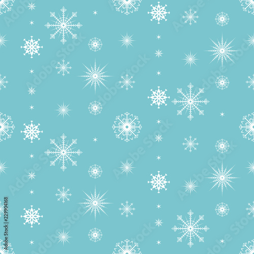 Snowflake seamless pattern. Christmas and winter background. Xmas print. Vector illustration.
