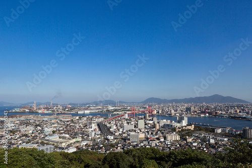 若戸大橋 高塔山からの北九州市街地風景