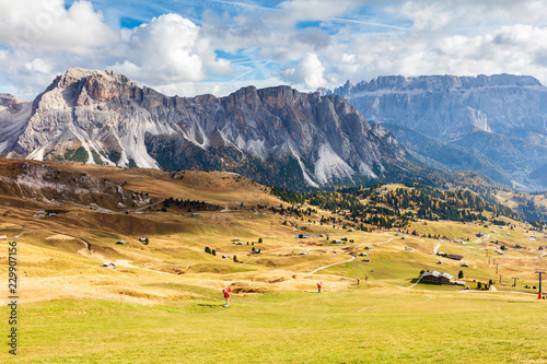 Val Gardena mountain view in Dolomite Alps