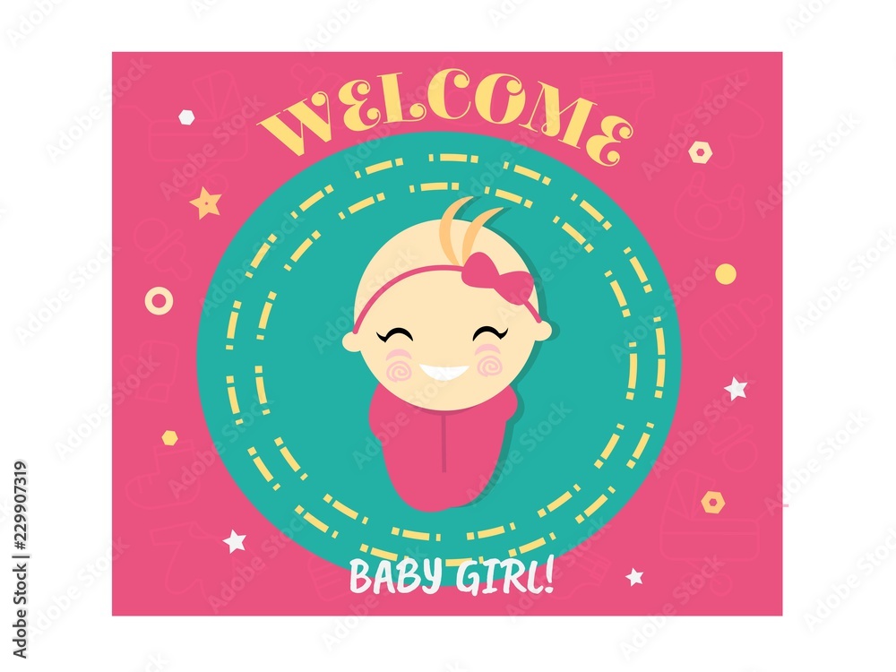 welcome baby girl celebration.vector illustrator