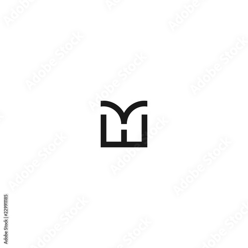 letter mh or hm logo template