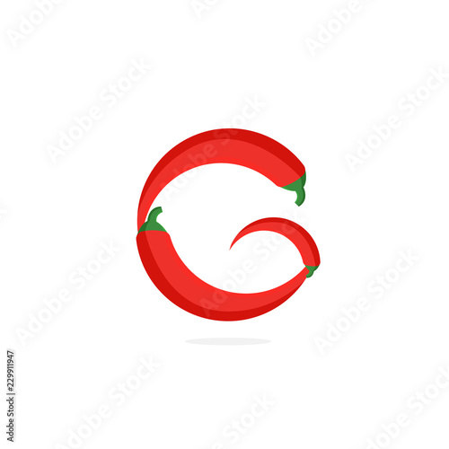 Vector Logo Red Chili Pepper Letter G