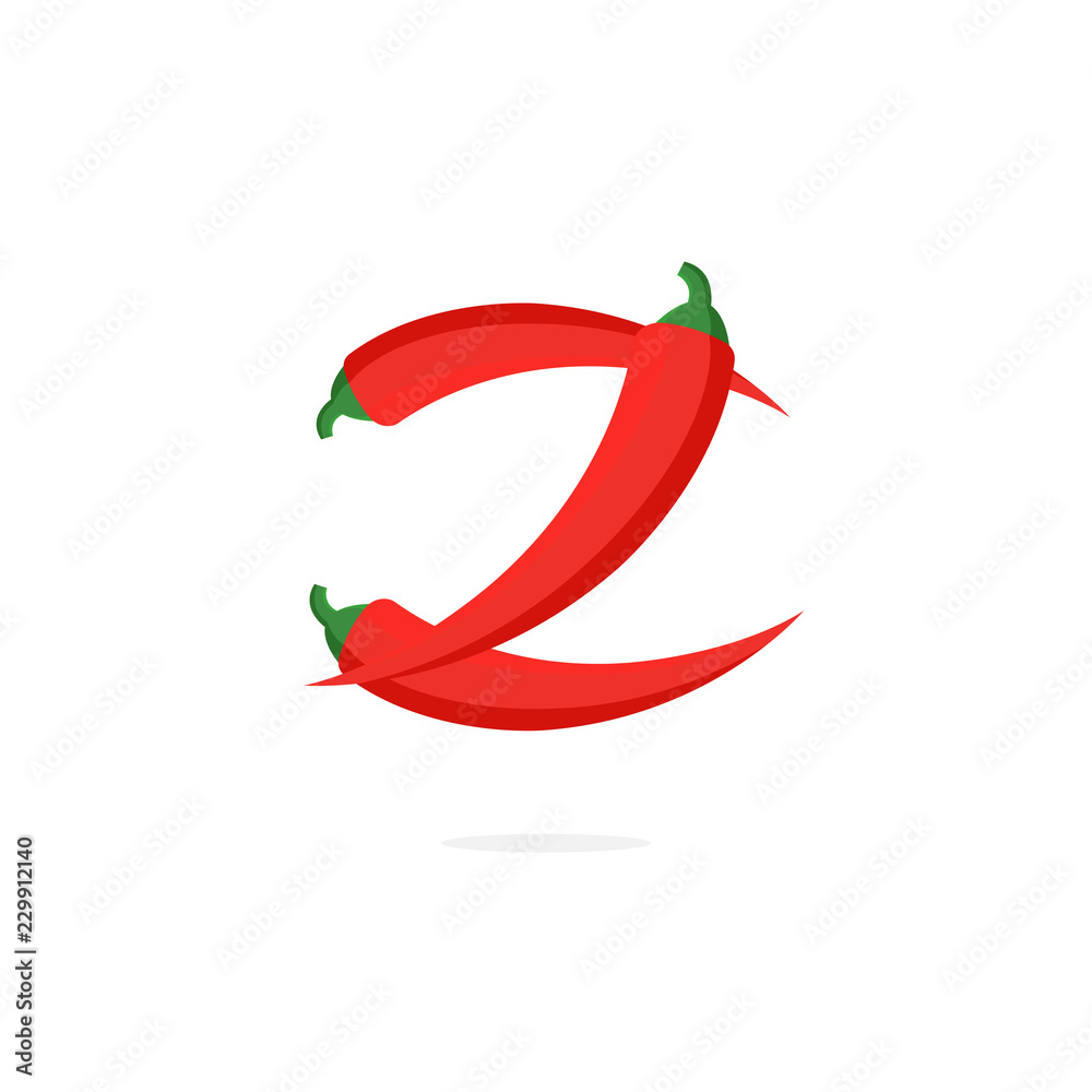 Vector Logo Red Chili Pepper Letter Z Vector Logo Red Chili Pepper Letter Z