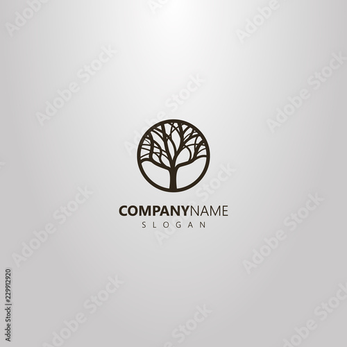 Φωτογραφία black and white simple vector logo of deciduous tree in a round frame