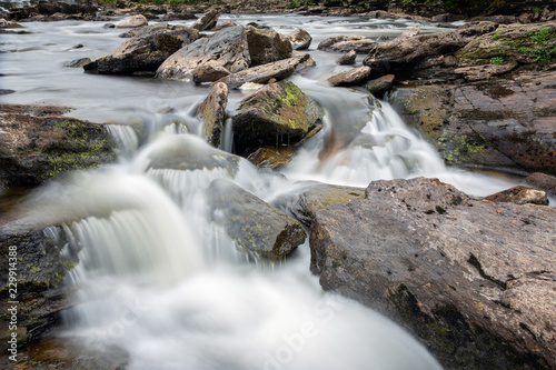 Falls of Dochart near Killin in Scottish Highlands, long exposure photograph