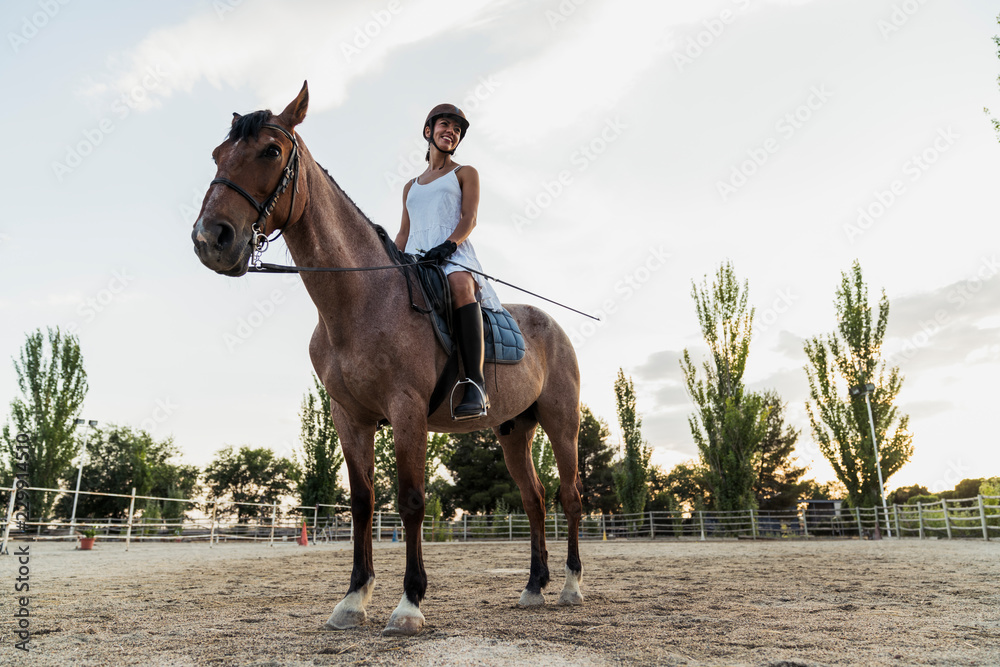 Smiling woman on horse Smiling woman on horse