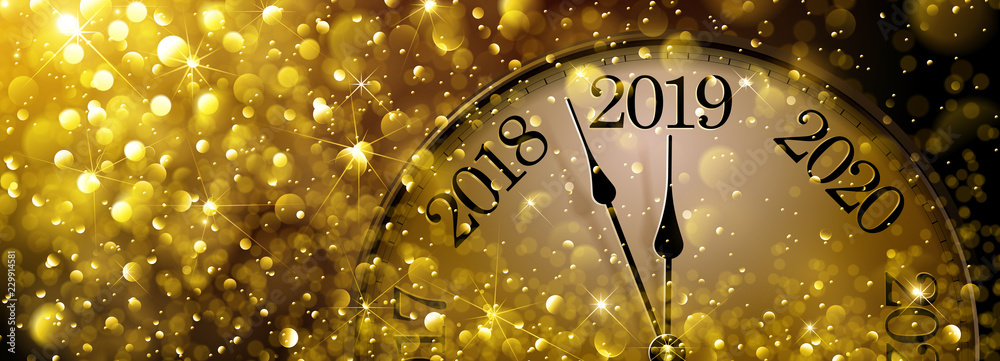 New Year s Eve 2019 Old Clock - obrazy, fototapety, plakaty 