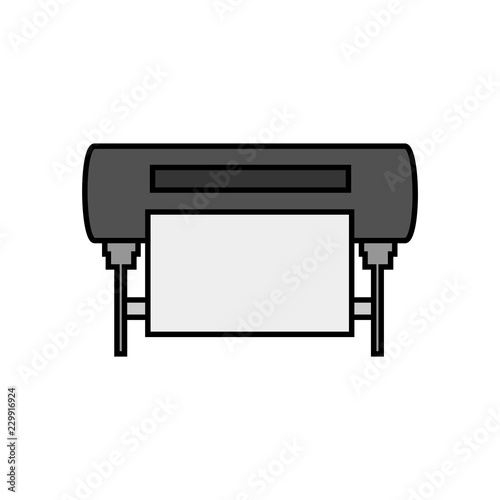 Vector line simple icon of plotter – inkjet printing machine for large formats