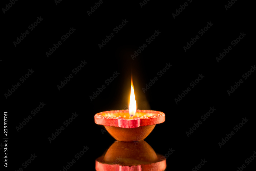 Diwali celebration diya oil lamps lit  happy diwali
