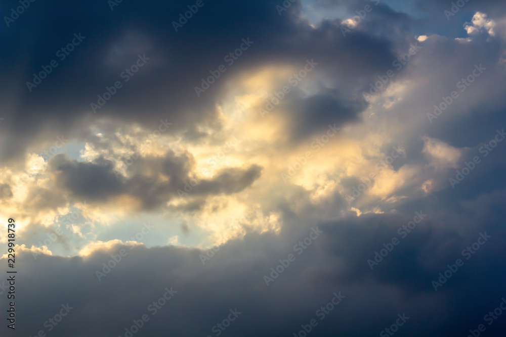 Sunset blue sky with clouds nature background with light reflection. Sunset blue sky with clouds nature background with light reflection.