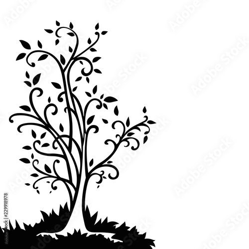 Leaflet with hand drawn tree isolated on white background. Vector illustration.