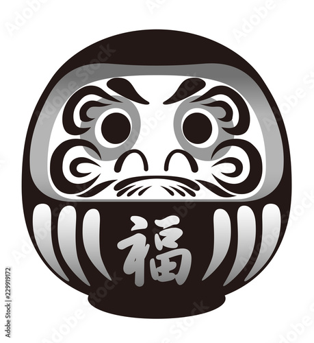お正月素材　ダルマ（白黒バージョン）