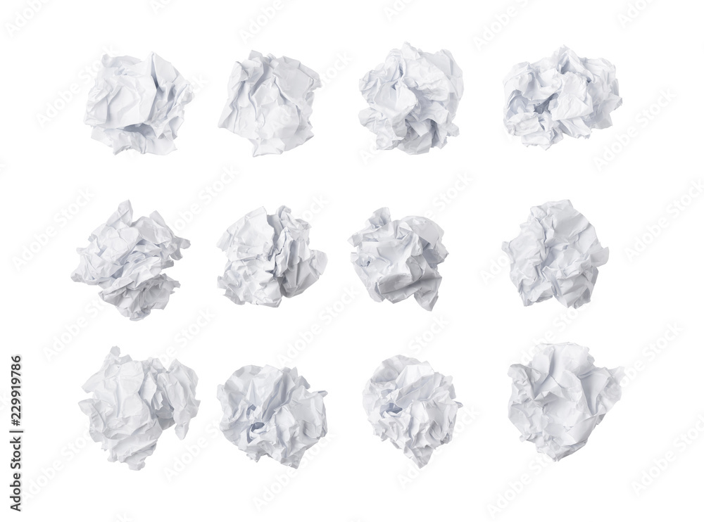 Trash ball paper crumpled isolated on white background idea business concept photo hi resolution object design