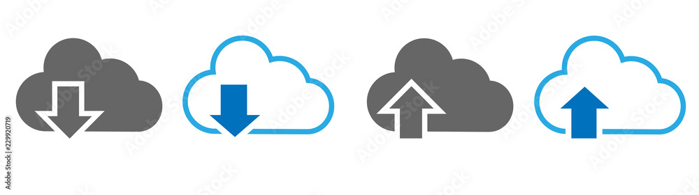 set of download and upload icons flat style isolated white background set of download and upload icons flat style isolated white background