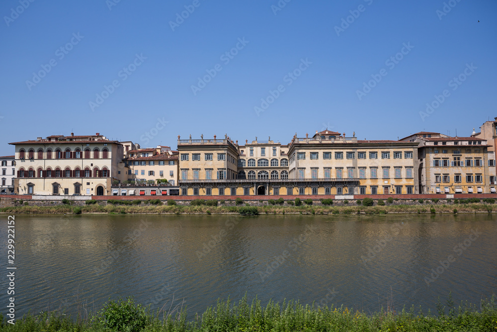 Buildings on the banks of the river Arno in Florence, Tuscany, Italy