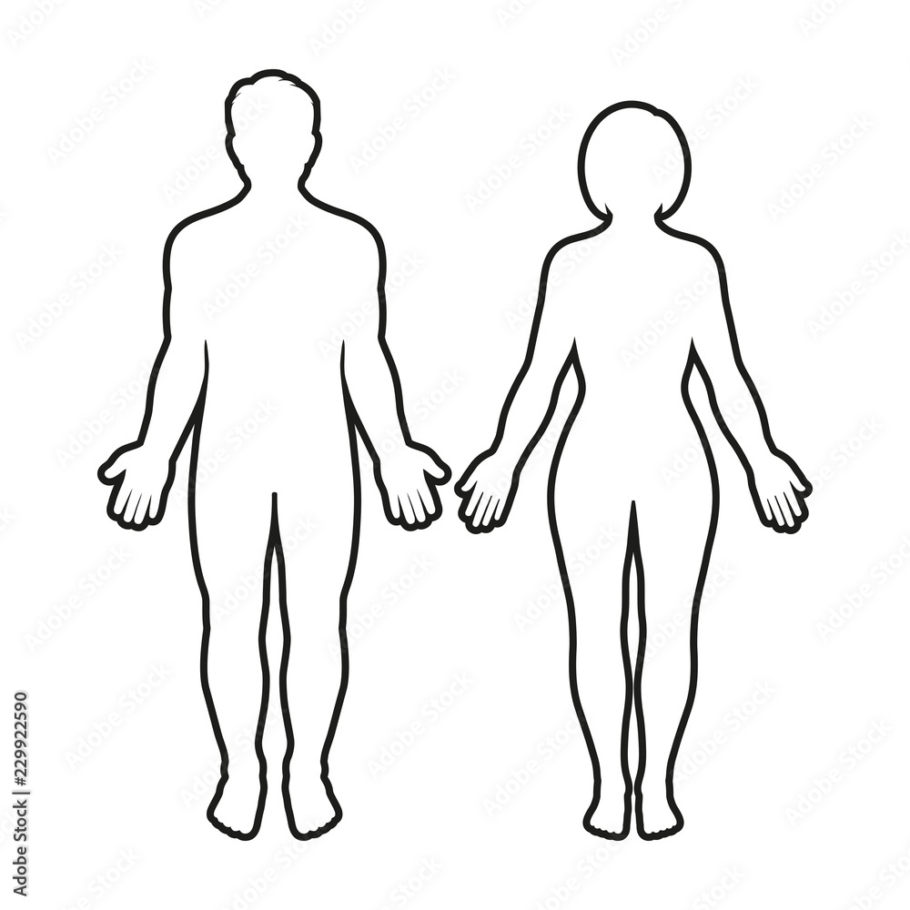 outline silhouette of a man and woman on a white background Stock Vector |  Adobe Stock