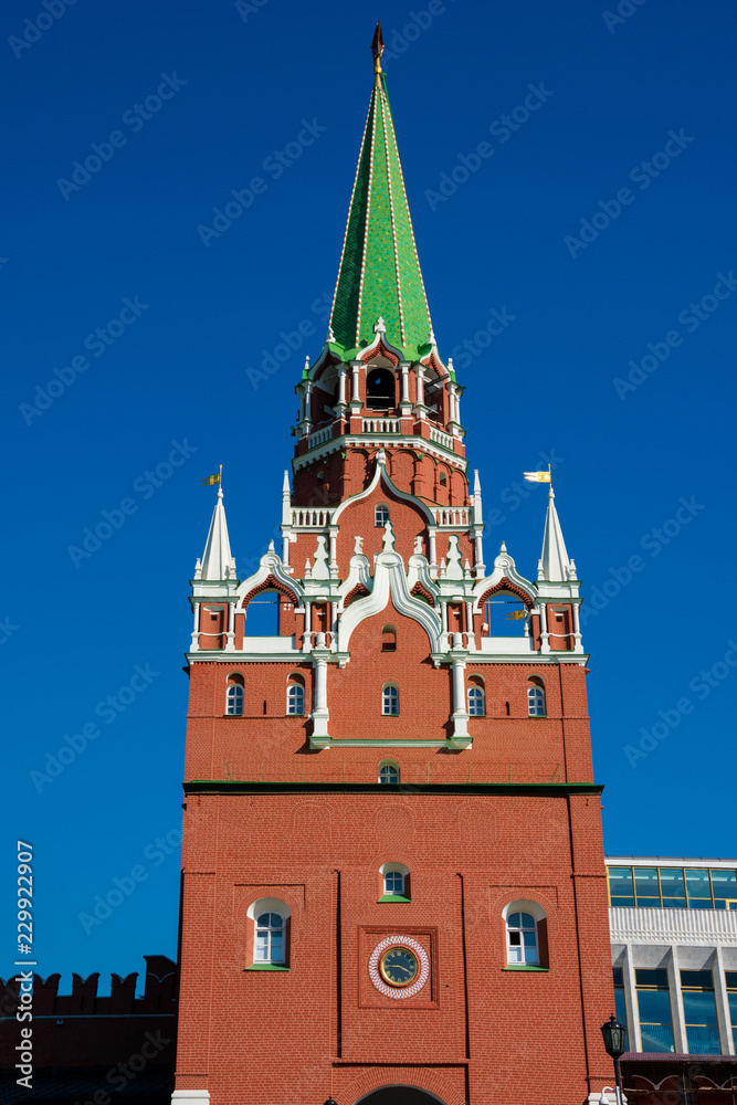The Troitskaya Tower (literally Trinity Tower) is a tower with a through-passage in the center of the northwestern wall of the Moscow Kremlin. Russia