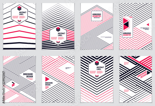 Abstract Modern Vector minimal template Flyers. Vector geometric patterns abstract backgrounds set. Design templates for booklets, greeting cards, invitations and advertising. A4 print format.